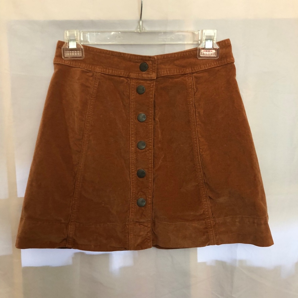Madewell Rust Velveteen Snap Skirt